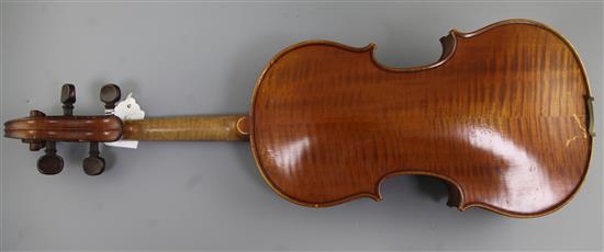 A Leon Bernardel violin, body 14.5in. length overall 23.5in.